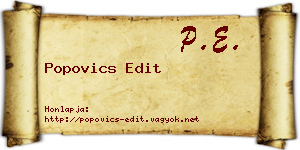 Popovics Edit névjegykártya